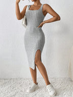 Knitted Square Neck Suspender Dress