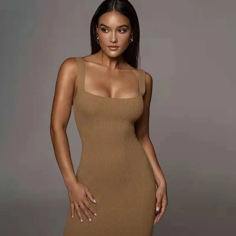 Ribbed Corset Bodycon Maxi Dress