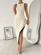 Color Block Knit Midi Dress