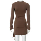 Y2K Side Bandage Bodycon Dress