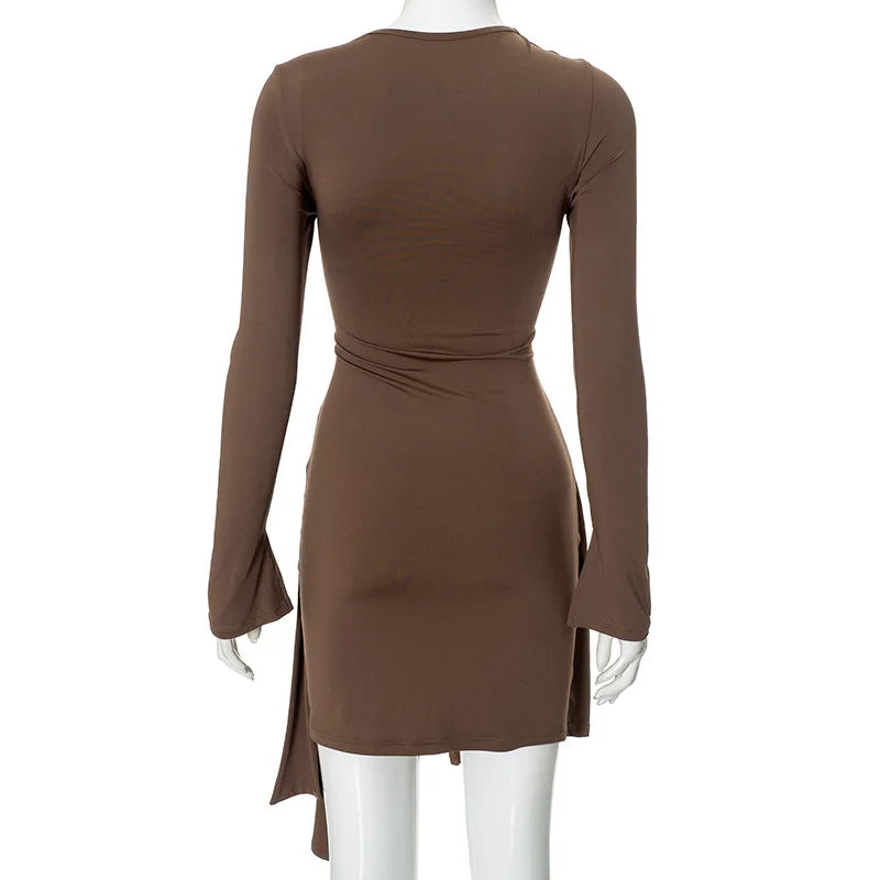 Y2K Side Bandage Bodycon Dress