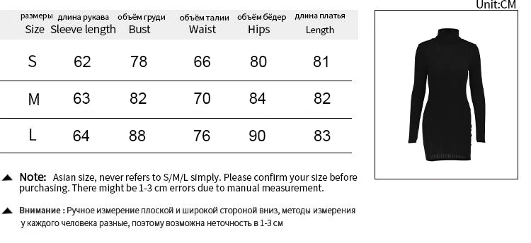 Elegant Turtleneck Bodycon Mini Dress