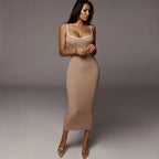 Peach Backless Bodycon Maxi Dress
