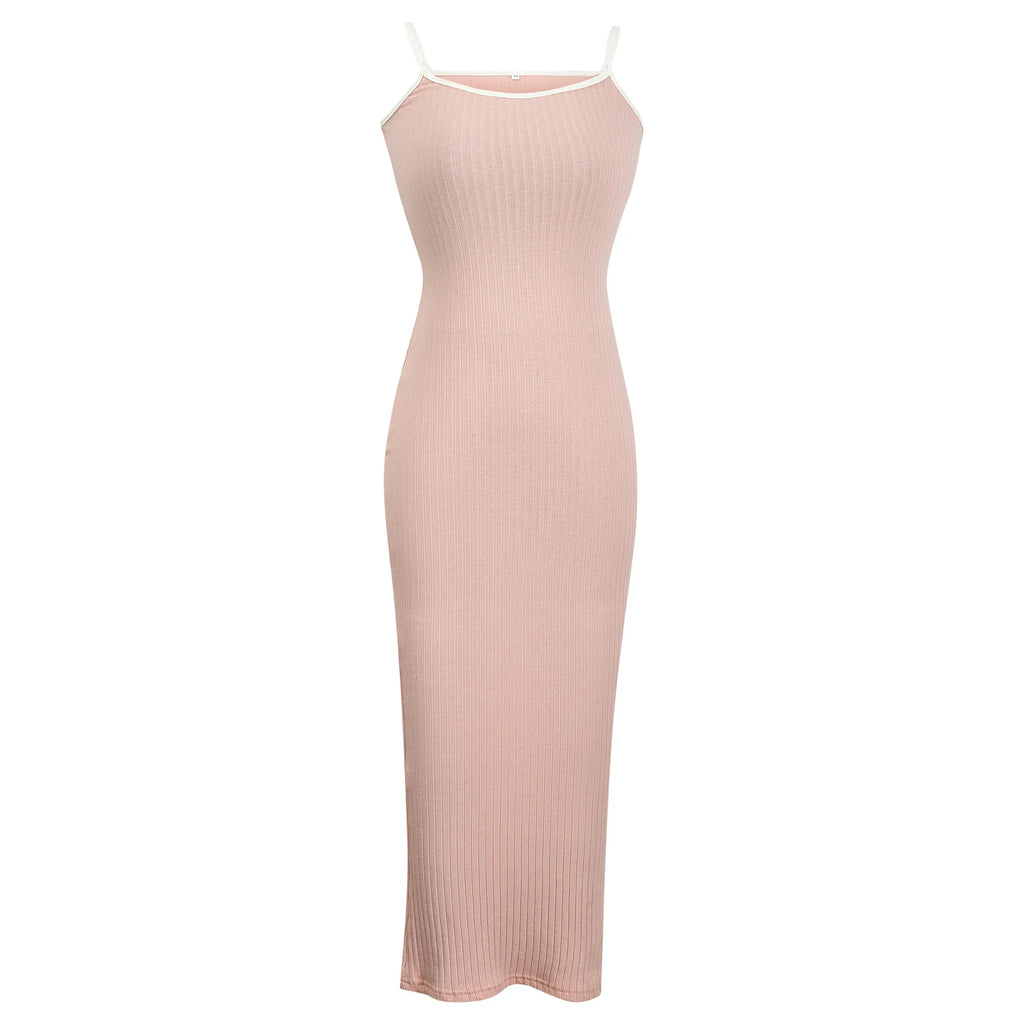 Peach Backless Bodycon Maxi Dress