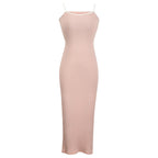 Peach Backless Bodycon Maxi Dress