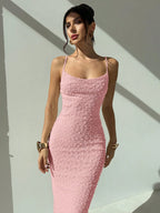 Elegant Textured Maxi Dress with Spaghetti Straps