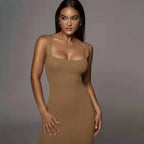 Ribbed Corset Bodycon Maxi Dress