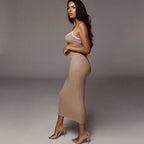 Peach Backless Bodycon Maxi Dress