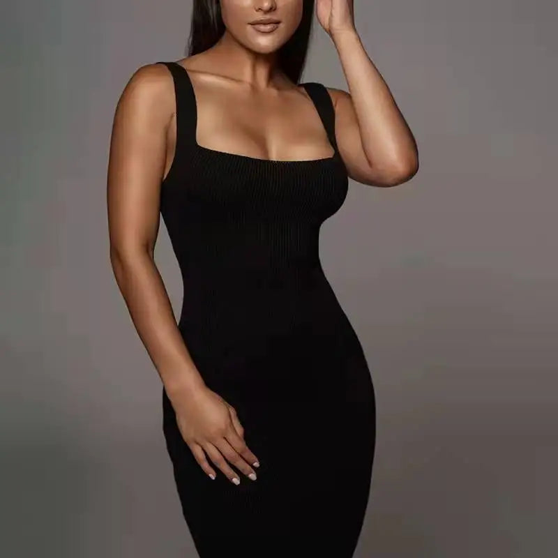 Ribbed Corset Bodycon Maxi Dress