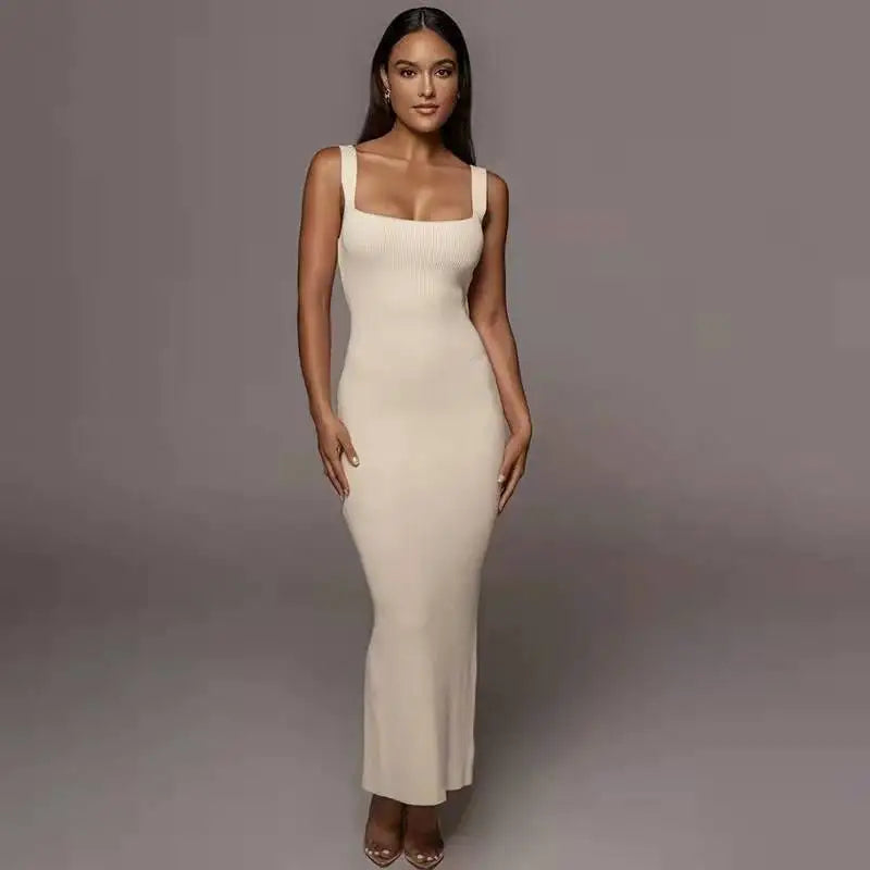 Ribbed Corset Bodycon Maxi Dress