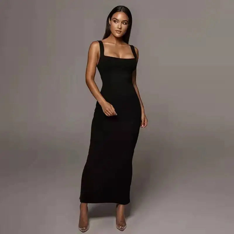 Ribbed Corset Bodycon Maxi Dress