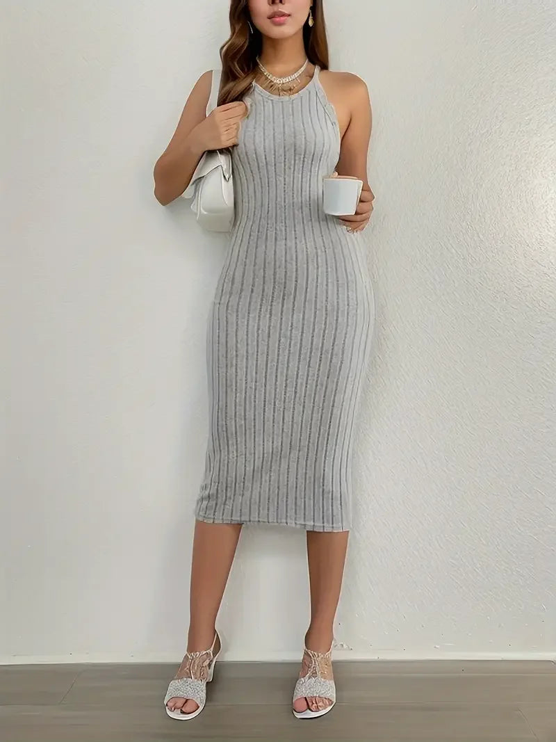 Ribbed Sleeveless Bodycon Midi Dress