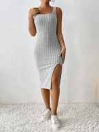 Knitted Square Neck Suspender Dress