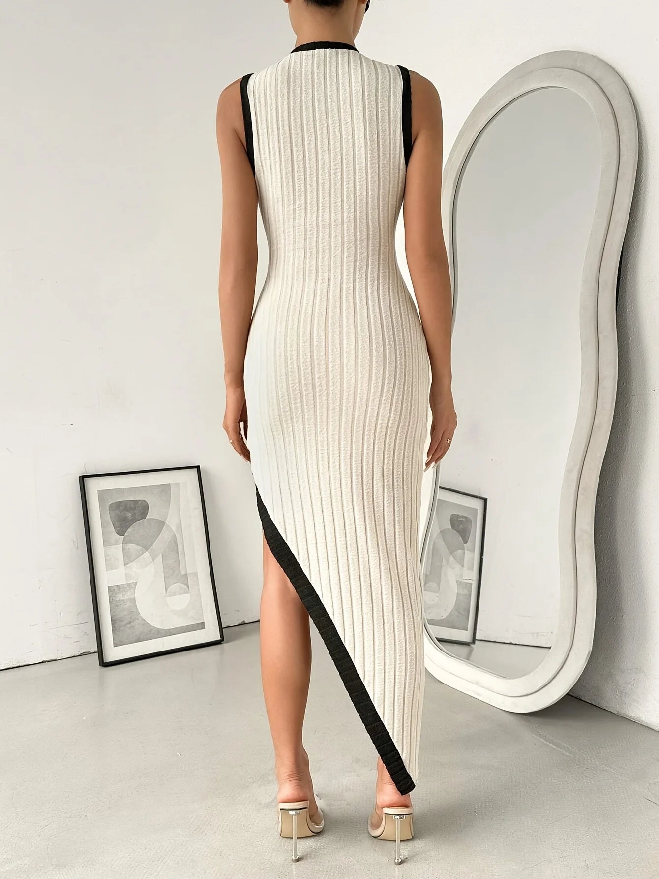 Color Block Knit Midi Dress