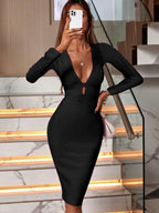Black Bandage Bodycon Midi Dress