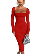 Square Neck Bodycon Dress