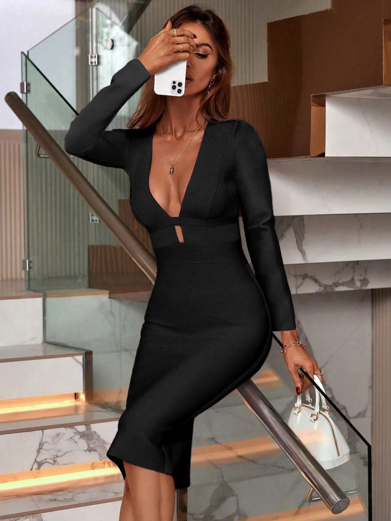 Black Bandage Bodycon Midi Dress