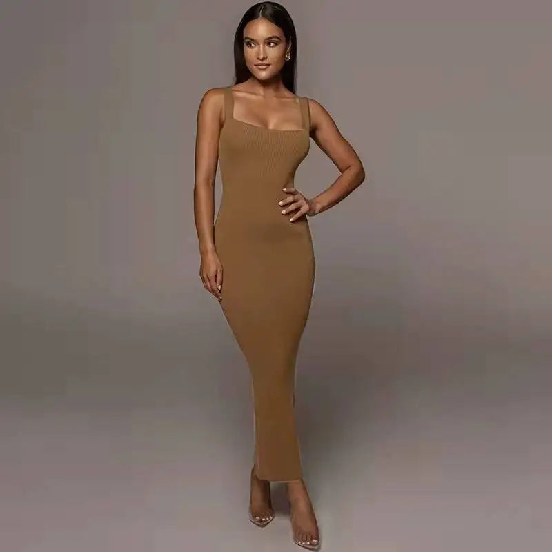 Ribbed Corset Bodycon Maxi Dress