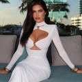 Hollow-Out Turtleneck Sheath Dress