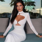 Hollow-Out Turtleneck Sheath Dress