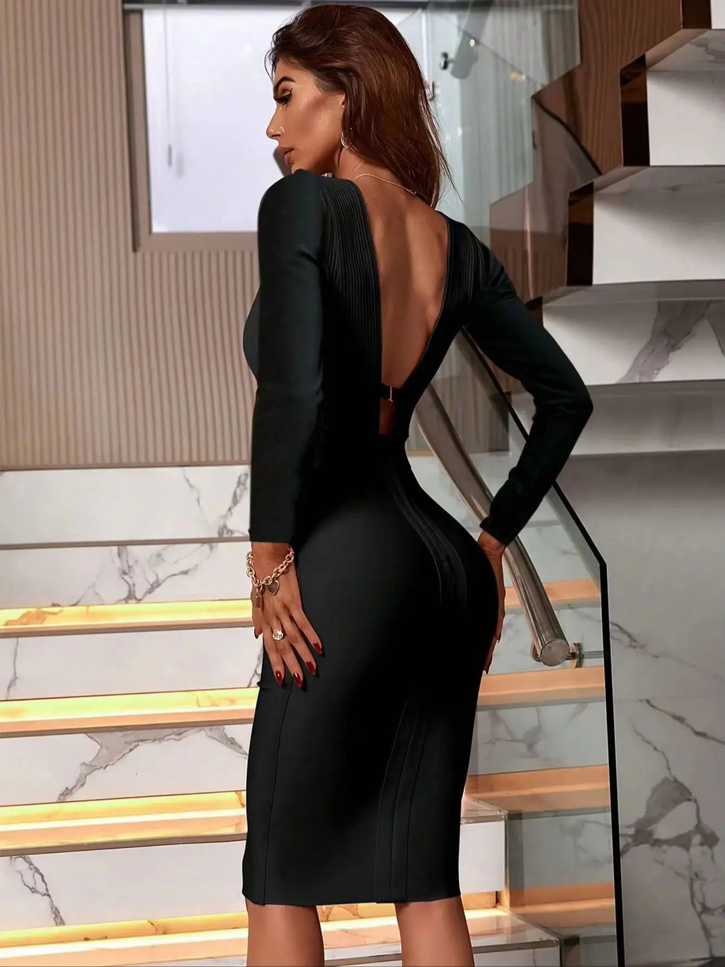 Black Bandage Bodycon Midi Dress