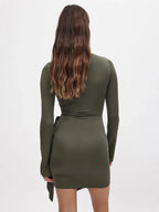 Y2K Side Bandage Bodycon Dress
