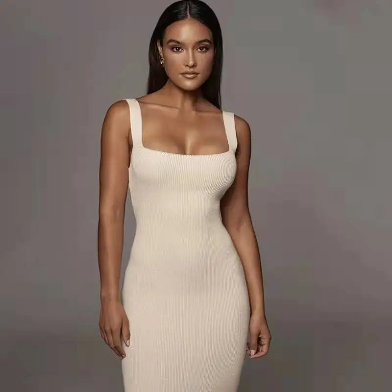 Ribbed Corset Bodycon Maxi Dress