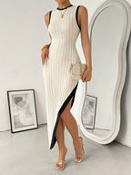 Color Block Knit Midi Dress